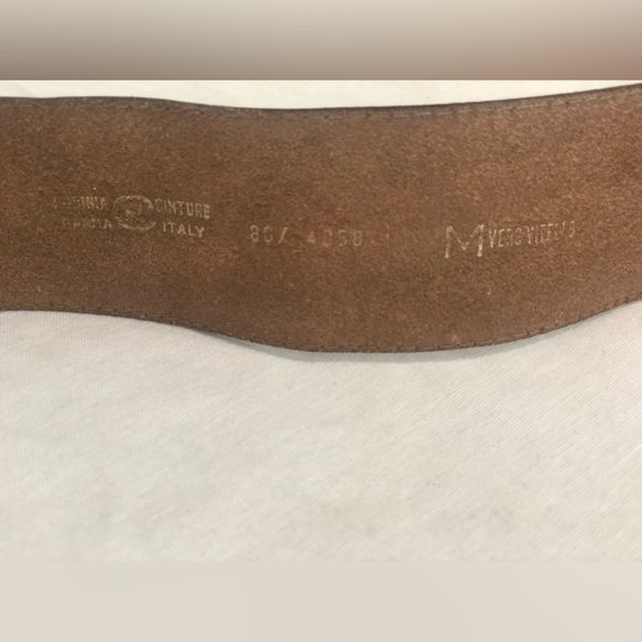 Vintage Brown Leather Wide Belt Gold Rhinestone by Robinia Size 80/Small - Picture 5 of 6